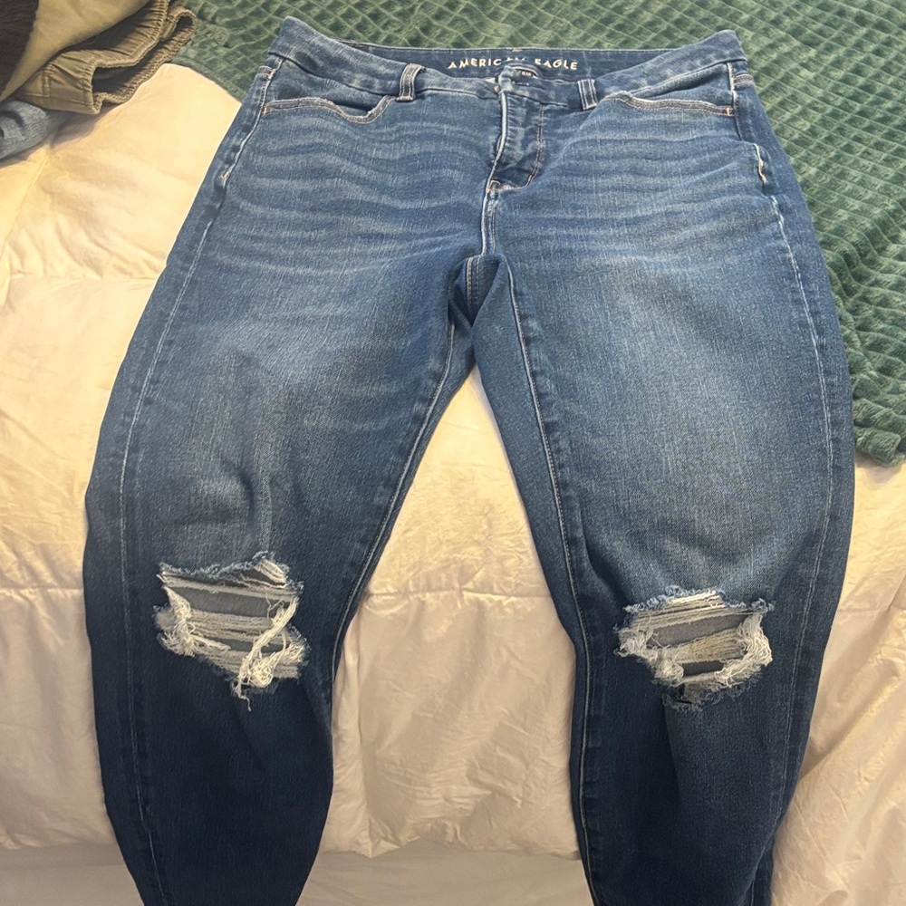 American Eagle Outfitters Women's Ripped Blue Boyfriend Jeans